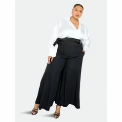 Buxom Couture Wrapped Blouse With Palazzo Pants Set Black & White -Nike Shop unnamed file 104