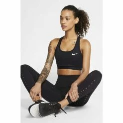Nike Womens/Ladies Swoosh Sports Bra (White/Black) Activewear -Nike Shop unnamed file 1219