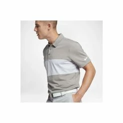 Nike Mens Breathe Color Block Short Sleeve Polo Shirt (Carbon Heather/Birch Heather/White) Tops -Nike Shop unnamed file 1279