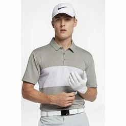Nike Mens Breathe Color Block Short Sleeve Polo Shirt (Carbon Heather/Birch Heather/White) Tops -Nike Shop unnamed file 1280