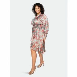 Buxom Couture Floral Satin Wrapped Dress Dresses Green Floral -Nike Shop unnamed file 133