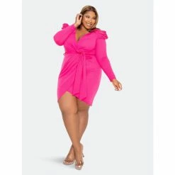 Buxom Couture Power Shoulder Wrapped Mini Dress Dresses & Jumpsuits Hot Pink -Nike Shop unnamed file 183