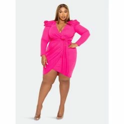 Buxom Couture Power Shoulder Wrapped Mini Dress Dresses & Jumpsuits Hot Pink -Nike Shop unnamed file 184