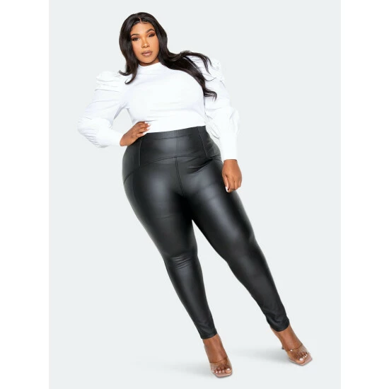 Buxom Couture Leather Effect Leggings Pants Black 3 Buxom Couture Leather Effect Leggings Pants Black