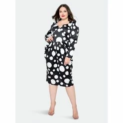 Buxom Couture Polka Dot Drop Waist Dress Dresses & Jumpsuits Black Polka Dots -Nike Shop unnamed file 193