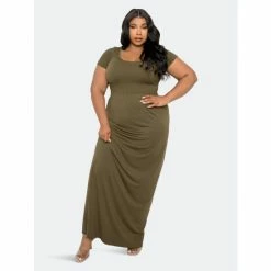 Buxom Couture Seamless T-shirt Maxi Dress Dresses & Jumpsuits Olive