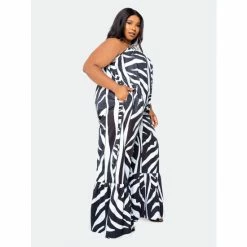 Buxom Couture Animal Print Flutter Hem Jumpsuit Jumpsuits & Rompers White -Nike Shop unnamed file 20