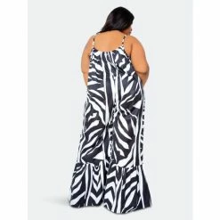 Buxom Couture Animal Print Flutter Hem Jumpsuit Jumpsuits & Rompers White -Nike Shop unnamed file 21