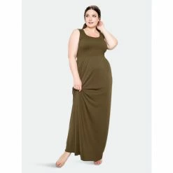 Buxom Couture Seamless Tank Dress Dresses & Jumpsuits Olive Green