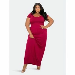 Buxom Couture Seamless T-shirt Maxi Dress Dresses & Jumpsuits Burgundy