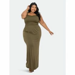 Buxom Couture Seamless Cami Dress Dresses & Jumpsuits Olive Green