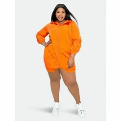 Buxom Couture Sporty Zip-up Dress Dresses & Jumpsuits Orange