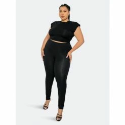 Buxom Couture Supersoft Everyday Lounge Set Pants Black