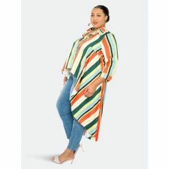 Buxom Couture Stripe Flowy Shirt Tops Retro Stripe -Nike Shop unnamed file 251