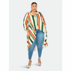 Buxom Couture Stripe Flowy Shirt Tops Retro Stripe -Nike Shop unnamed file 252