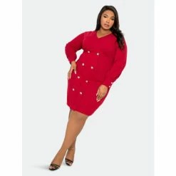 Buxom Couture Double Breasted Mini Dress Dresses Burgundy Red -Nike Shop unnamed file 259