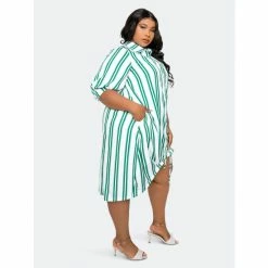 Buxom Couture Bubble Hem Stripe Shirt Dress Dresses Green Stripe -Nike Shop unnamed file 274