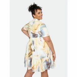 Buxom Couture Printed Tiered Shirt Mini Dress Dresses Yellow Marble -Nike Shop unnamed file 288