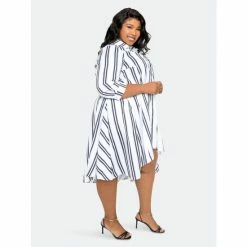 Buxom Couture Asymmetric Stripe Shirt Dress - Black Stripe Dresses -Nike Shop unnamed file 290