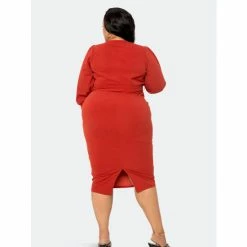 Buxom Couture Everyday Wrap Midi Dress Dresses & Jumpsuits Rust -Nike Shop unnamed file 3