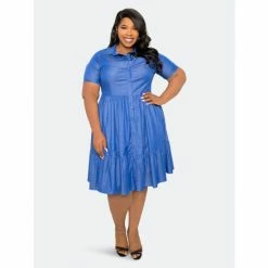 Buxom Couture Denim Tiered Shirt Mini Dress Tops -Nike Shop unnamed file 301