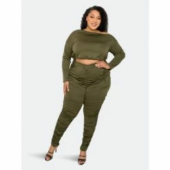 Buxom Couture Ruched Lounge Set Pants Olive -Nike Shop unnamed file 309