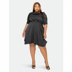 Buxom Couture Ruched Sleeve Mini Dress Dresses Black