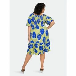 Buxom Couture Printed Smocked Puff Sleeve Dress Dresses Sage -Nike Shop unnamed file 325