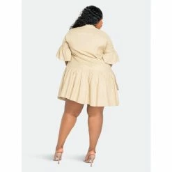 Buxom Couture Linen Flutter Mini Dress Dresses Beige -Nike Shop unnamed file 330