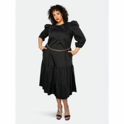 Buxom Couture Flutter Hem Midi Dress Dresses Black