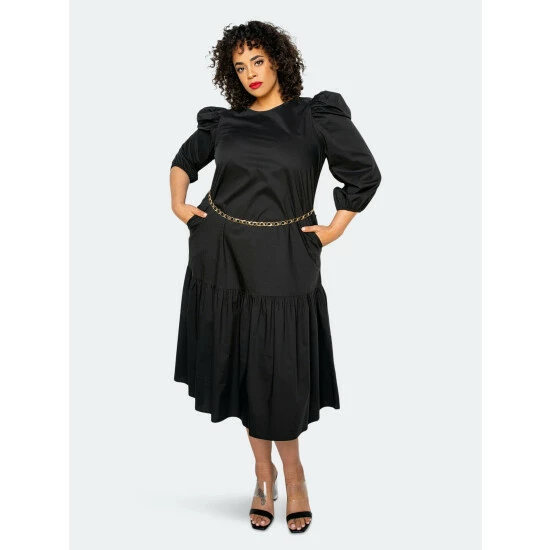 Buxom Couture Flutter Hem Midi Dress Dresses Black 3 Buxom Couture Flutter Hem Midi Dress Dresses Black