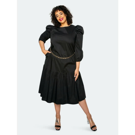 Buxom Couture Flutter Hem Midi Dress Dresses Black 4 Buxom Couture Flutter Hem Midi Dress Dresses Black - Image 2