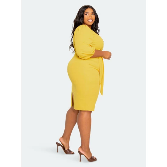 Buxom Couture Everyday Cropped Top And Skirt Set Skirts Mustard Yellow 6 Buxom Couture Everyday Cropped Top And Skirt Set Skirts Mustard Yellow - Image 4