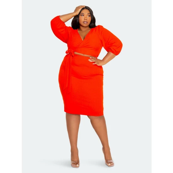 Buxom Couture Everyday Cropped Top And Skirt Set Dresses Red 3 Buxom Couture Everyday Cropped Top And Skirt Set Dresses Red