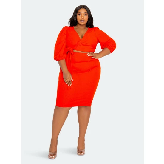 Buxom Couture Everyday Cropped Top And Skirt Set Dresses Red 4 Buxom Couture Everyday Cropped Top And Skirt Set Dresses Red - Image 2