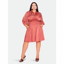 Buxom Couture Silk Effect Smocking Mini Shirt Dress Dresses & Jumpsuits Marsala -Nike Shop unnamed file 382