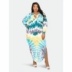 Buxom Couture Tie-Dye Shirt Dress Dresses & Jumpsuits Blue