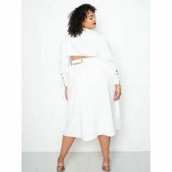 Buxom Couture Cut Out Back Shirt Dress Dresses White