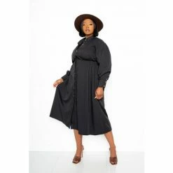 Buxom Couture Cut Out Back Shirt Dress Dresses Black -Nike Shop unnamed file 406