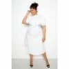 Buxom Couture Asymmetrical Ruffle Shirt Dress Dresses White