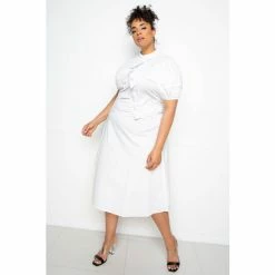 Buxom Couture Asymmetrical Ruffle Shirt Dress Dresses White -Nike Shop unnamed file 417