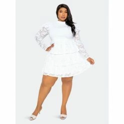 Buxom Couture Tiered Lace Mini Dress Dresses White -Nike Shop unnamed file 430