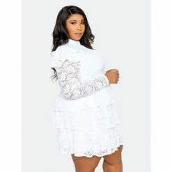 Buxom Couture Tiered Lace Mini Dress Dresses White -Nike Shop unnamed file 431