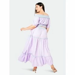 Buxom Couture Smocking Top And Skirt Set Dresses Violet -Nike Shop unnamed file 440