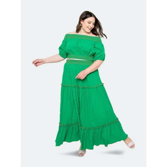 Buxom Couture Smocking Top And Skirt Set Skirts Green 5 Buxom Couture Smocking Top And Skirt Set Skirts Green - Image 3