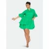 Buxom Couture Linen Flutter Mini Dress Dresses Green