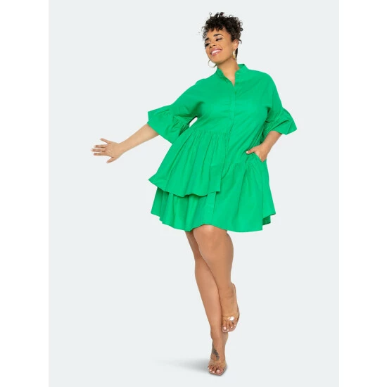 Buxom Couture Linen Flutter Mini Dress Dresses Green 3 Buxom Couture Linen Flutter Mini Dress Dresses Green