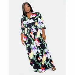 Buxom Couture Floral Puff Sleeve Button Up Dress Dresses Black 9 Buxom Couture Floral Puff Sleeve Button Up Dress Dresses Black -Nike Shop unnamed file 454