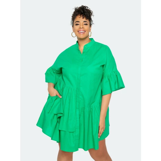 Buxom Couture Linen Flutter Mini Dress Dresses Green 4 Buxom Couture Linen Flutter Mini Dress Dresses Green - Image 2