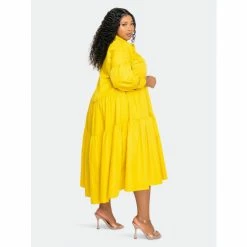 Buxom Couture Puff Sleeved Tiered Shirt Dress Dresses & Jumpsuits Mustard Yellow -Nike Shop unnamed file 473